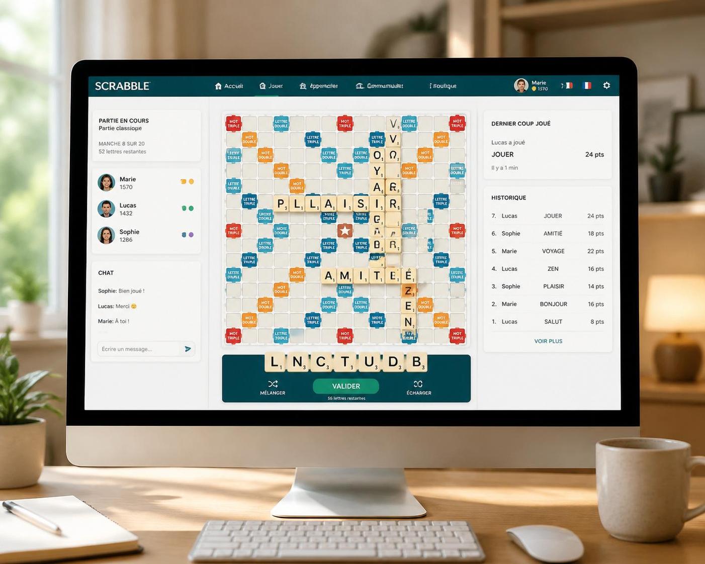 jouez au scrabble en ligne gratuitement contre l’ordinateur et améliorez votre vocabulaire tout en vous amusant.